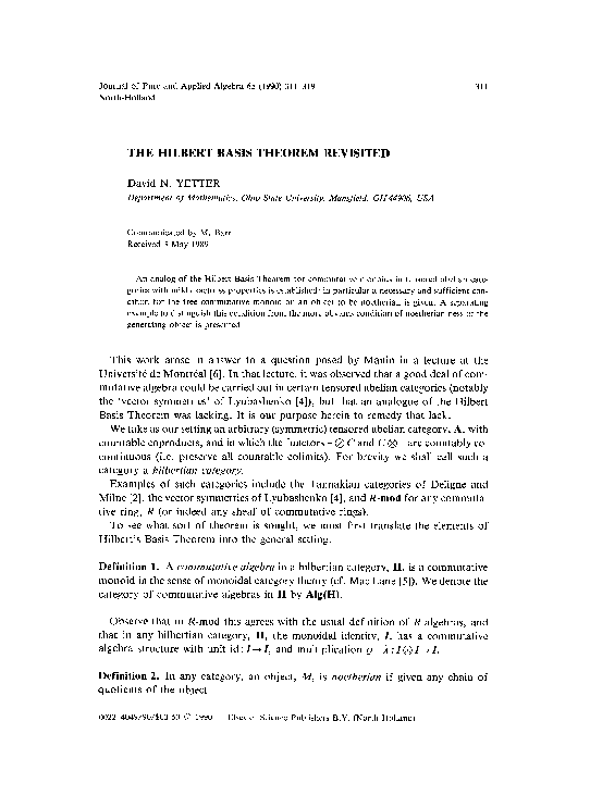 (PDF) The Hilbert basis theorem revisited