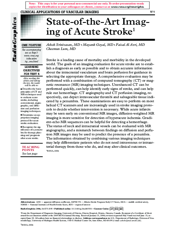 (PDF) State-of-the-Art Imaging of Acute Stroke
