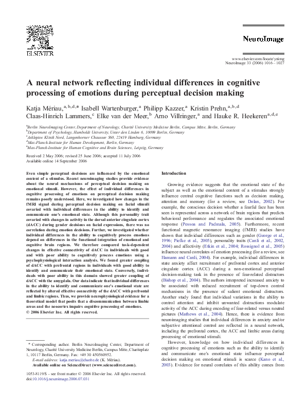 (PDF) A neural network reflecting individual differences in cognitive ...