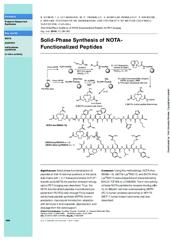 (PDF) Solid-Phase Synthesis of NOTA-Functionalized Peptides