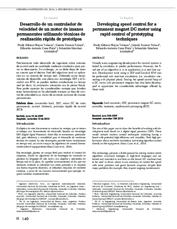 (PDF) Developing speed control for a permanent magnet DC motor using ...