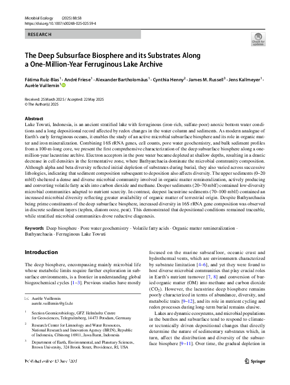 (PDF) The Deep Subsurface Biosphere and its Substrates Along a One ...