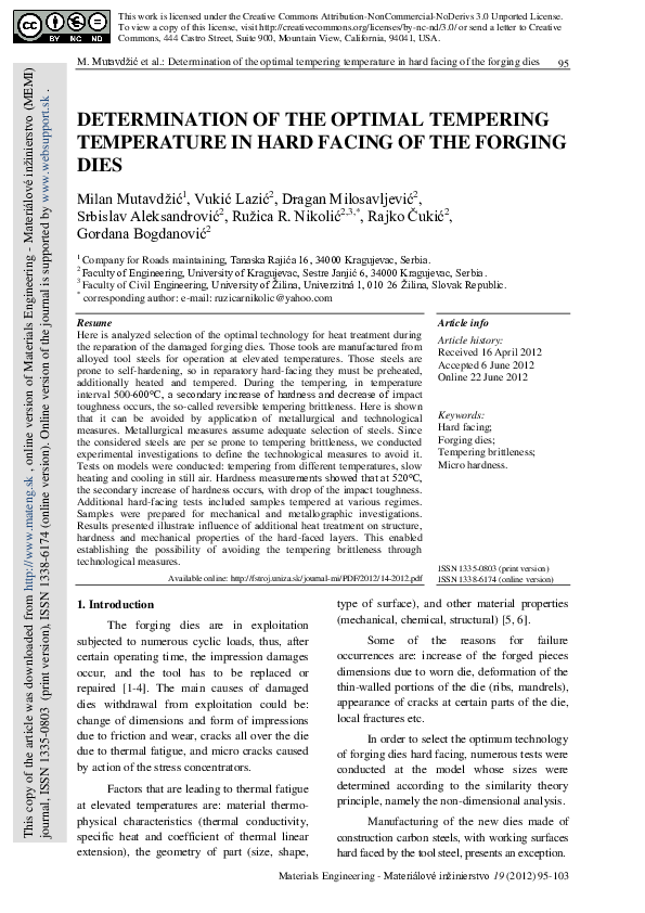 (PDF) Determination of the optimal tempering temperature in hard facing ...