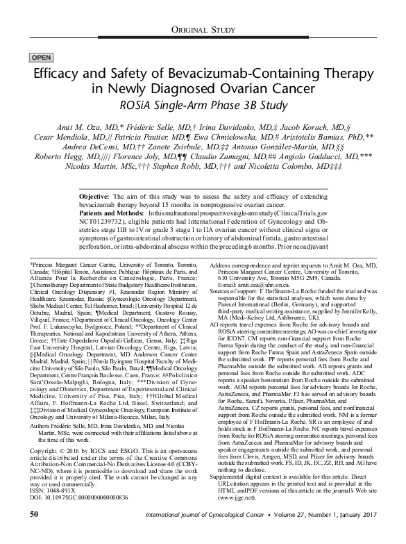 (PDF) Efficacy and Safety of Bevacizumab-Containing Therapy in Newly ...