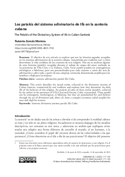 (PDF) Los patakís del sistema adivinatorio de Ifá en la santería cubana ...