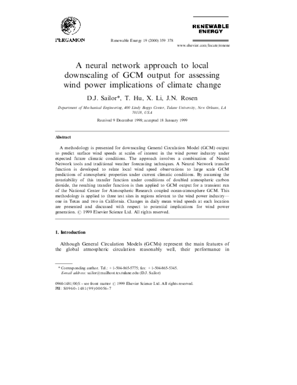 (PDF) A neural network approach to local downscaling of GCM output for ...