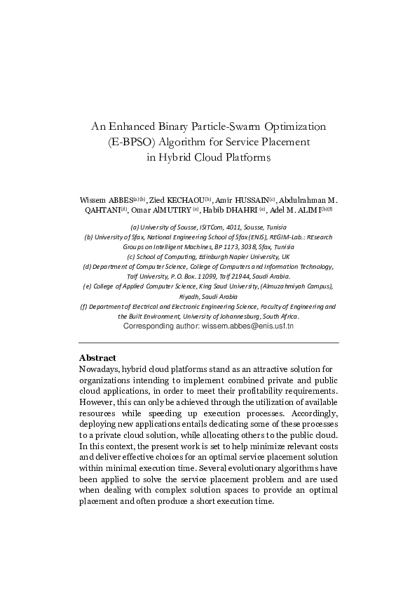 (PDF) An Enhanced Binary Particle Swarm Optimization (E-BPSO) algorithm ...