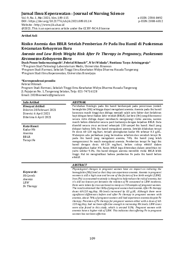 (PDF) Anemia and Low Birth Weight Risk After Fe Therapy in Pregnancy ...