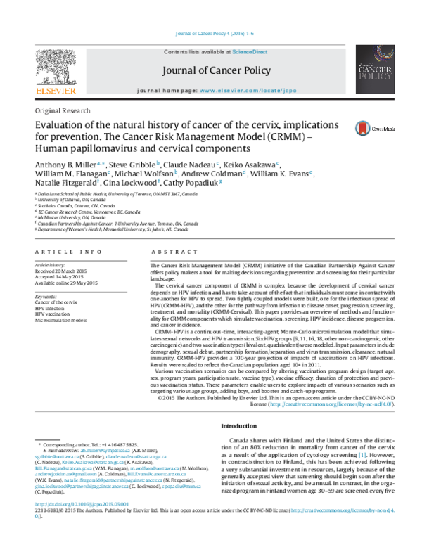 (PDF) Evaluation of the natural history of cancer of the cervix ...