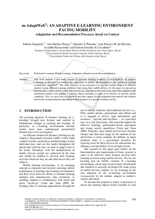 (PDF) m-AdaptWeb®: AN ADAPTIVE E-LEARNING ENVIRONMENT FACING MOBILITY ...