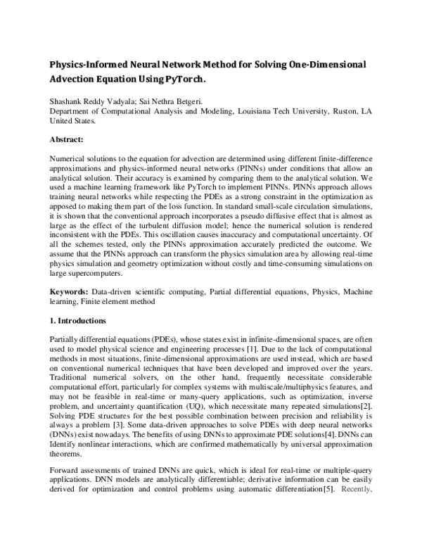 (PDF) Physics-informed neural network method for solving one ...