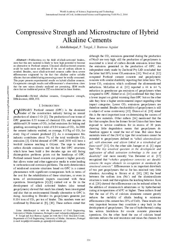 (PDF) Compressive Strength And Microstructure Of Hybrid Alkaline Cements