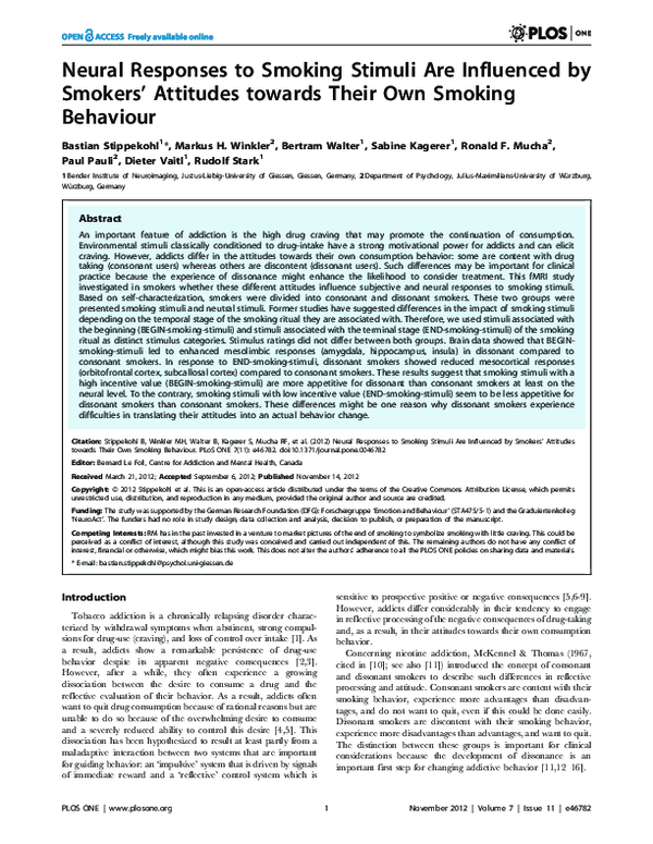 (PDF) Neural Responses to Smoking Stimuli Are Influenced by Smokers ...
