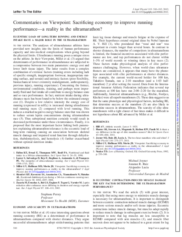(PDF) Commentaries on Viewpoint: Sacrificing economy to improve running ...