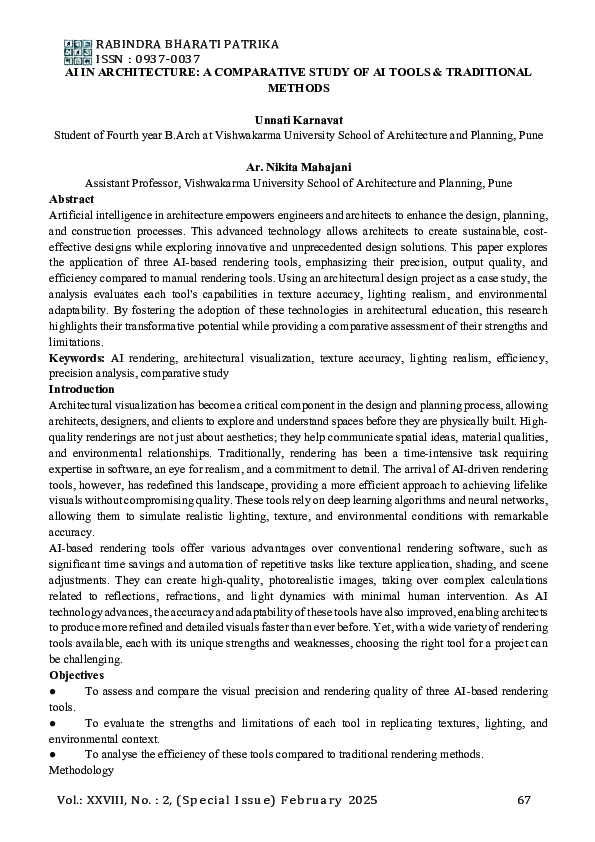 (PDF) AI IN ARCHITECTURE: A COMPARATIVE STUDY OF AI TOOLS & TRADITIONAL ...