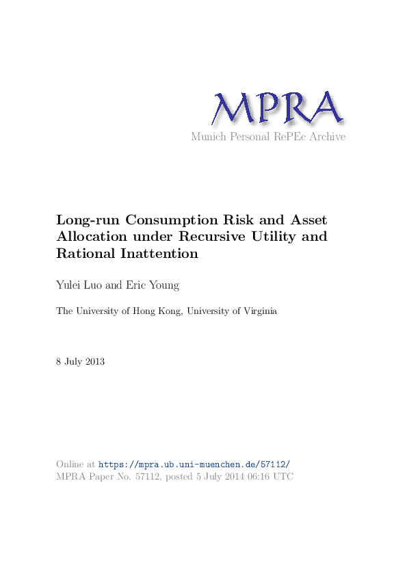 (PDF) Long-run Consumption Risk and Asset Allocation under Recursive ...