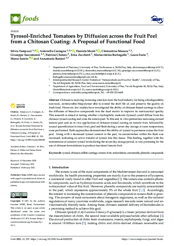 (PDF) Tyrosol-Enriched Tomatoes by Diffusion across the Fruit Peel from ...