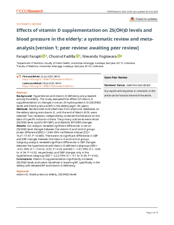 (PDF) Effects of vitamin D supplementation on 25(OH)D levels and blood ...