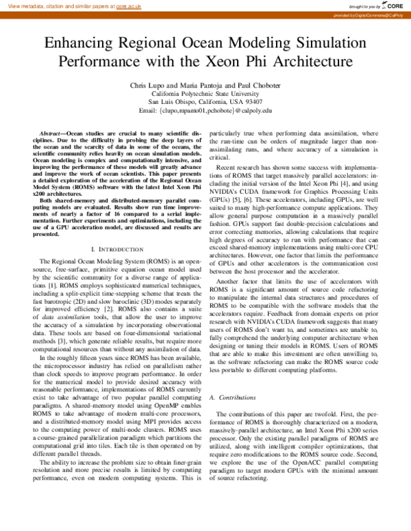 (PDF) Enhancing regional ocean modeling simulation performance with the ...