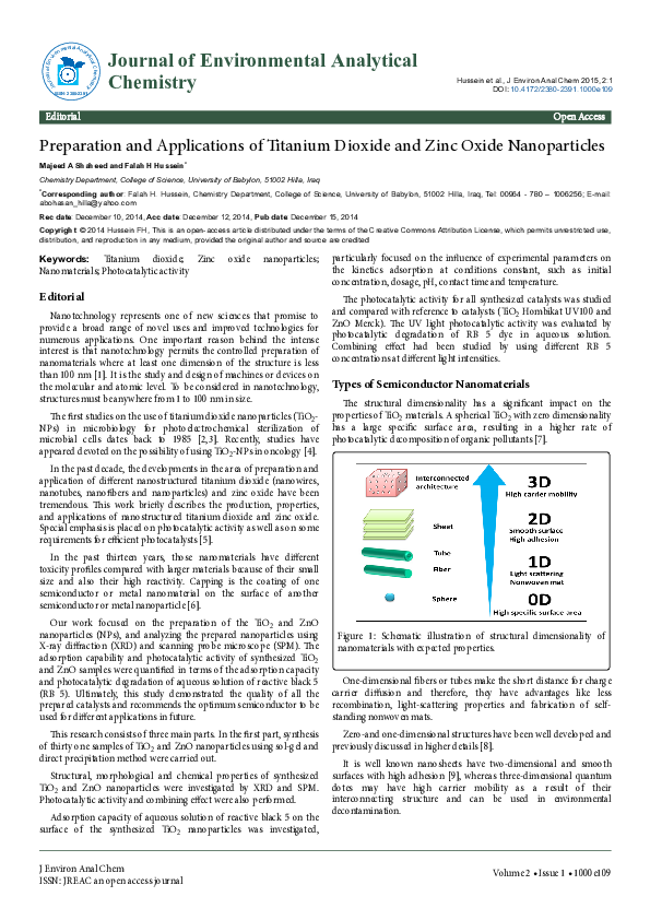 (PDF) Preparation and Applications of Titanium Dioxide and Zinc Oxide ...