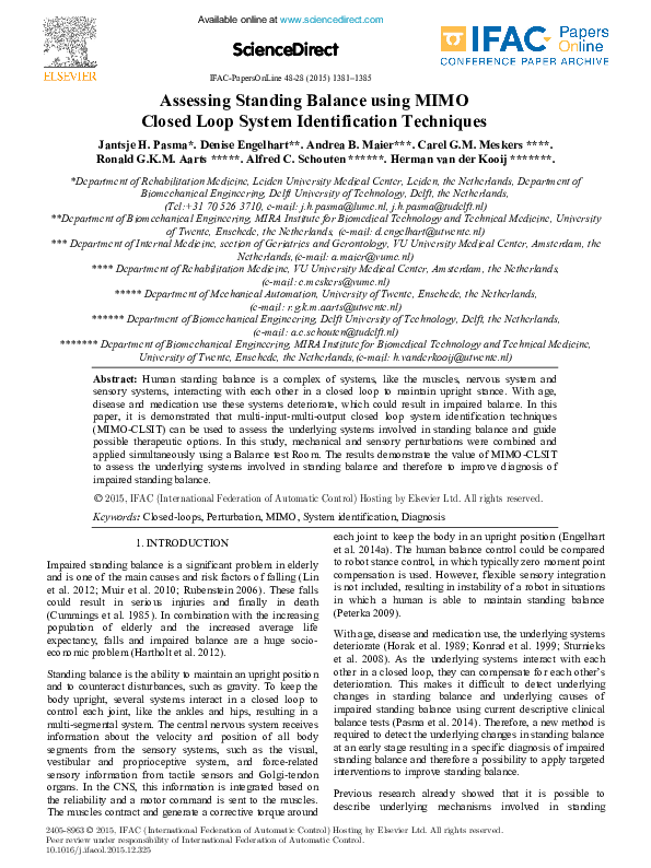 (PDF) Assessing Standing Balance using MIMO Closed Loop System ...