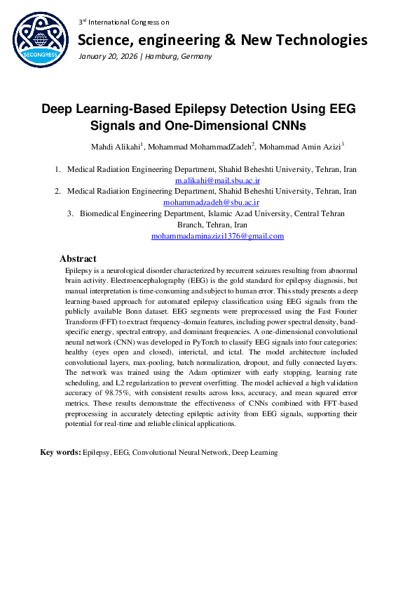 Pdf Deep Learning Based Epilepsy Detection Using Eeg Signals And One