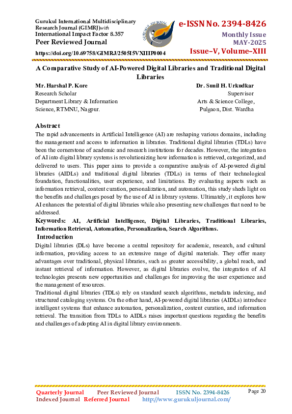 (PDF) A Comparative Study of AI-Powered Digital Libraries and ...
