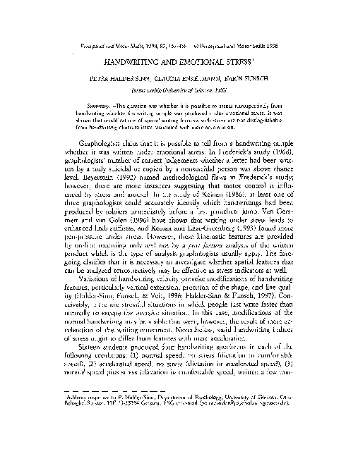 (PDF) Handwriting and Emotional Stress