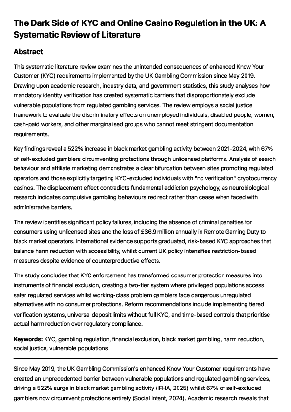(PDF) The Dark Side of KYC and Online Casino Regulation in the UK: A ...