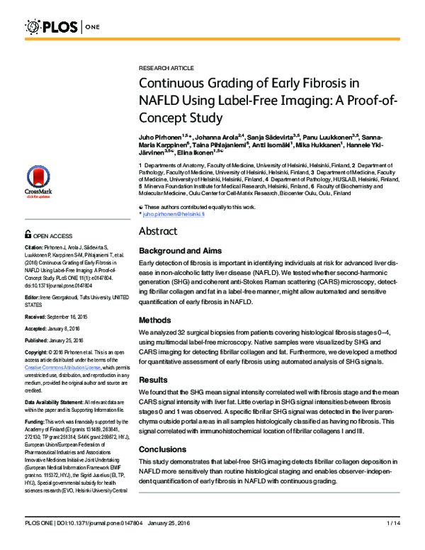 (PDF) Continuous Grading of Early Fibrosis in NAFLD Using Label-Free ...