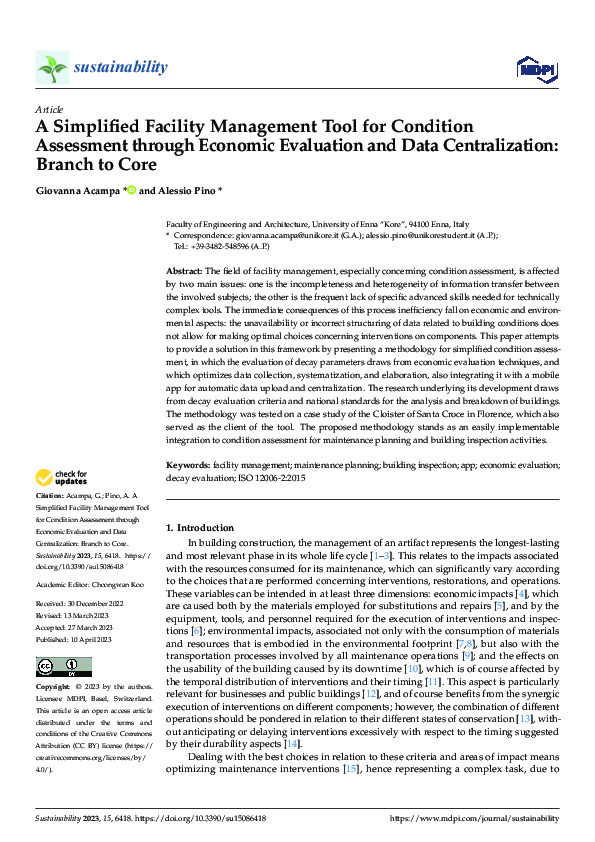 (PDF) A Simplified Facility Management Tool for Condition Assessment ...