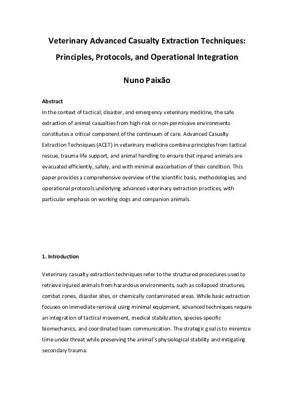 (PDF) Veterinary Advanced Casualty Extraction Techniques: Principles ...