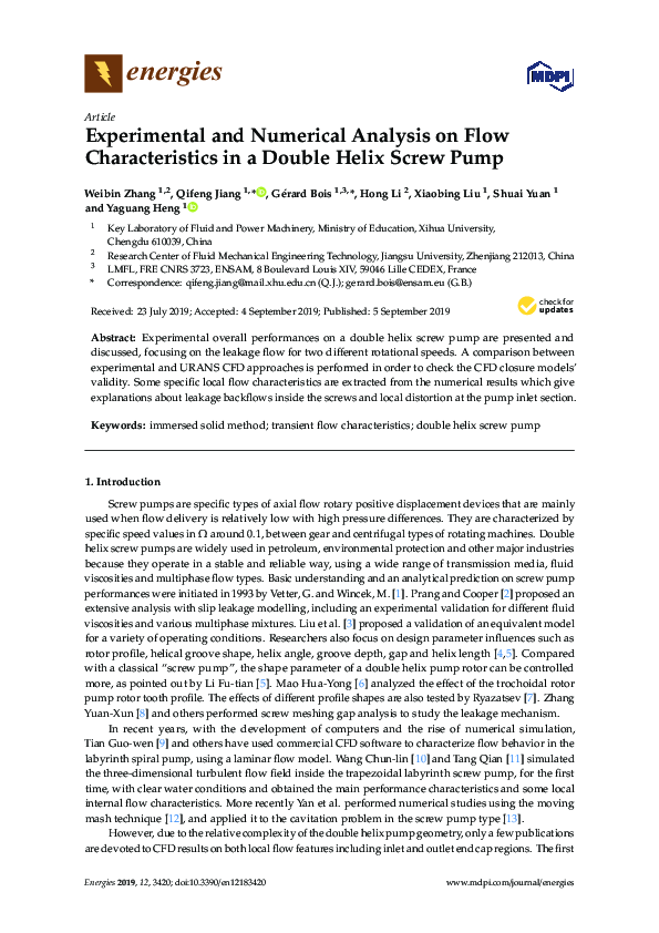 (PDF) Experimental and Numerical Analysis on Flow Characteristics in a ...