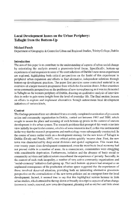 (PDF) Local development issues on the urban periphery: Tallaght from ...