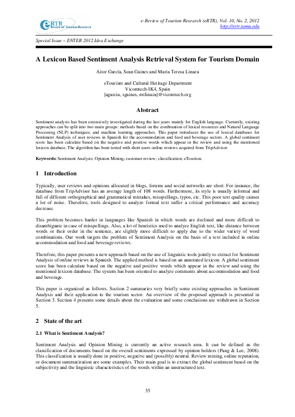 (PDF) A Lexicon Based Sentiment Analysis Retrieval System