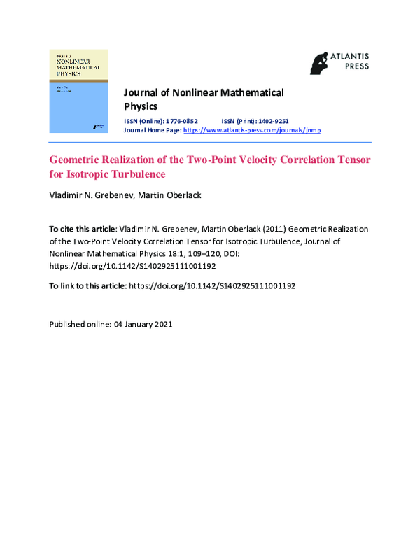 (PDF) Geometric Realization of the Two-Point Velocity Correlation ...