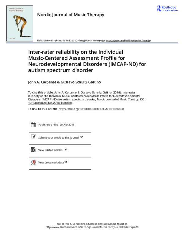 (PDF) Inter-rater reliability on the Individual Music-Centered ...