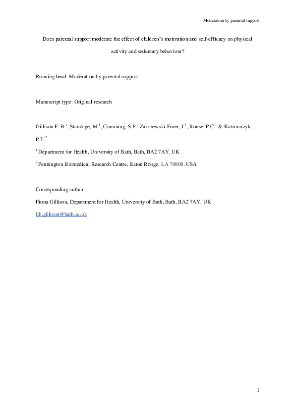 (PDF) Does parental support moderate the effect of children's ...