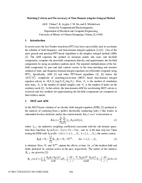 (PDF) Matching criteria and the accuracy of time domain adaptive ...