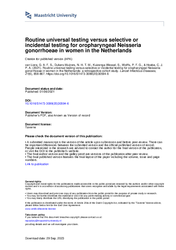 (PDF) Routine universal testing versus selective or incidental testing ...