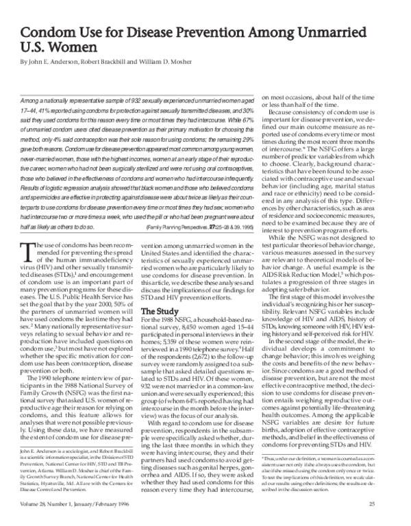 (PDF) Condom Use for Disease Prevention Among Unmarried U.S. Women