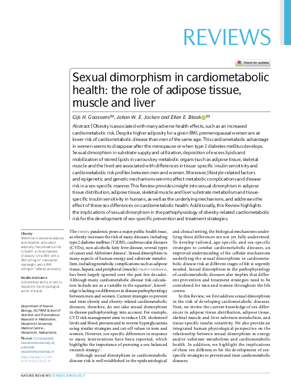 (PDF) Sexual dimorphism in cardiometabolic health: the role of adipose ...