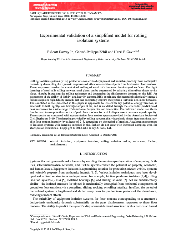 (PDF) Experimental validation of a simplified model for rolling ...