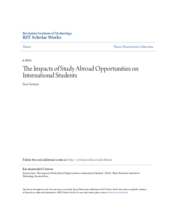 (PDF) The Impacts of Study Abroad Opportunities on International Students