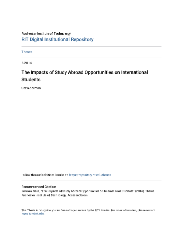 (PDF) The Impacts of Study Abroad Opportunities on International Students