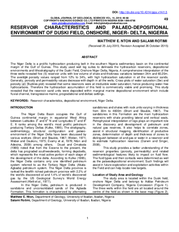 (PDF) Reservoir characteristics and palaeo depositional environment of ...