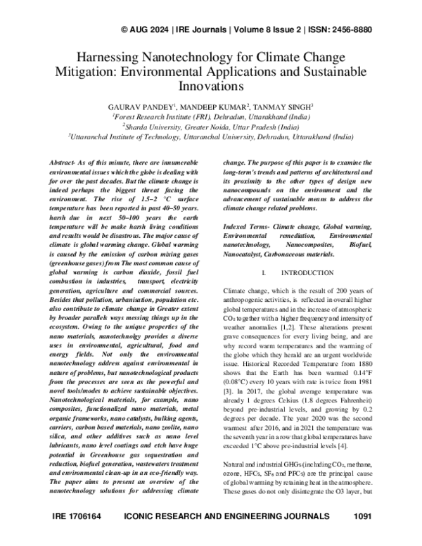 (PDF) Harnessing Nanotechnology for Climate Change Mitigation ...