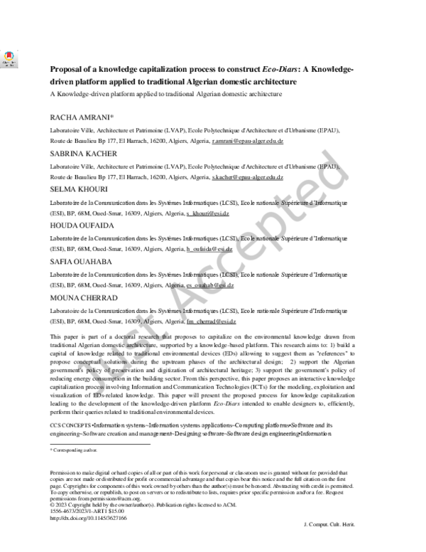 (PDF) Proposal of a knowledge capitalization process to construct Eco ...