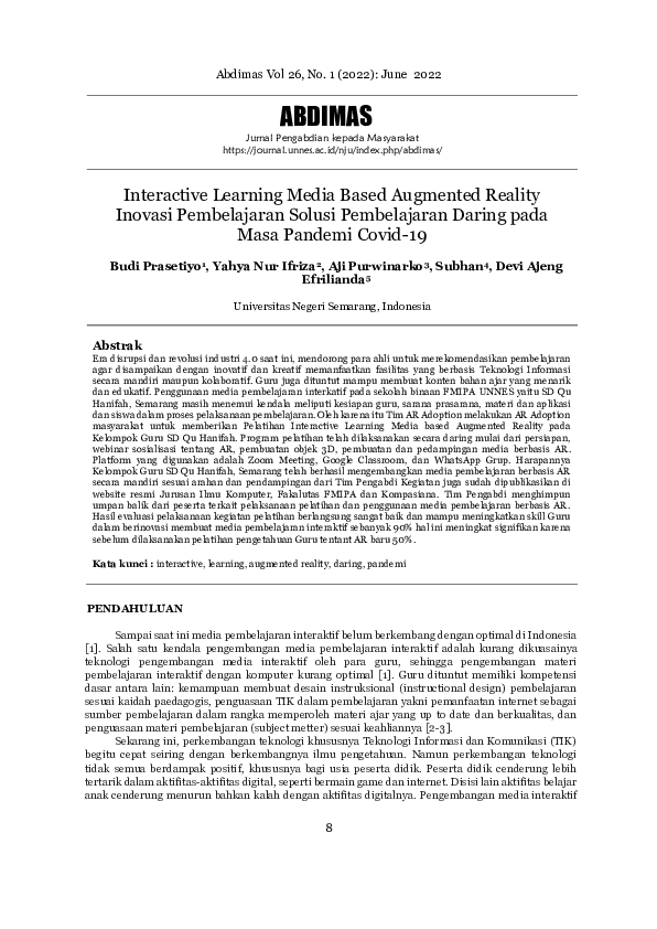 (PDF) Interactive Learning Media Based Augmented Reality Inovasi ...