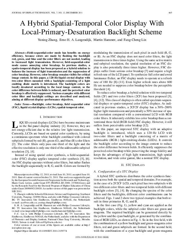 (PDF) A Hybrid Spatial-Temporal Color Display With Local-Primary ...